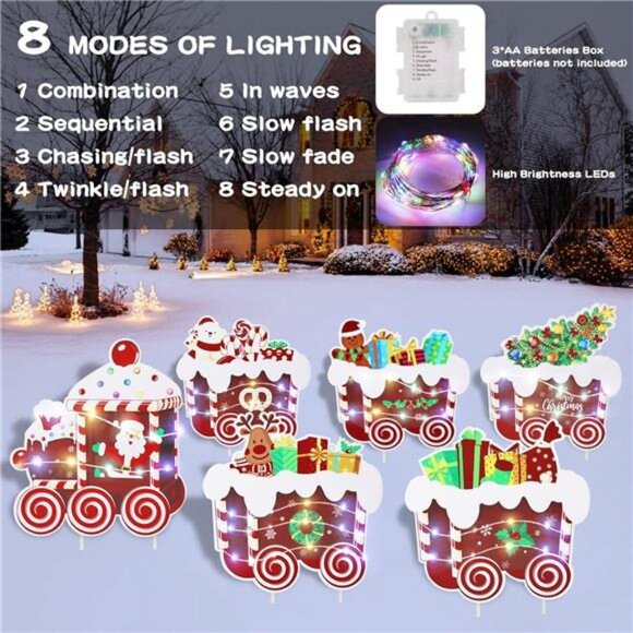 6 Pcs Christmas Decorations Outdoor with LED Lights, Large Christmas Yard Sign - Picture 5 of 8